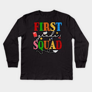 First 1st Grade Squad Back To School Gift For Teacher Kids Kids Long Sleeve T-Shirt